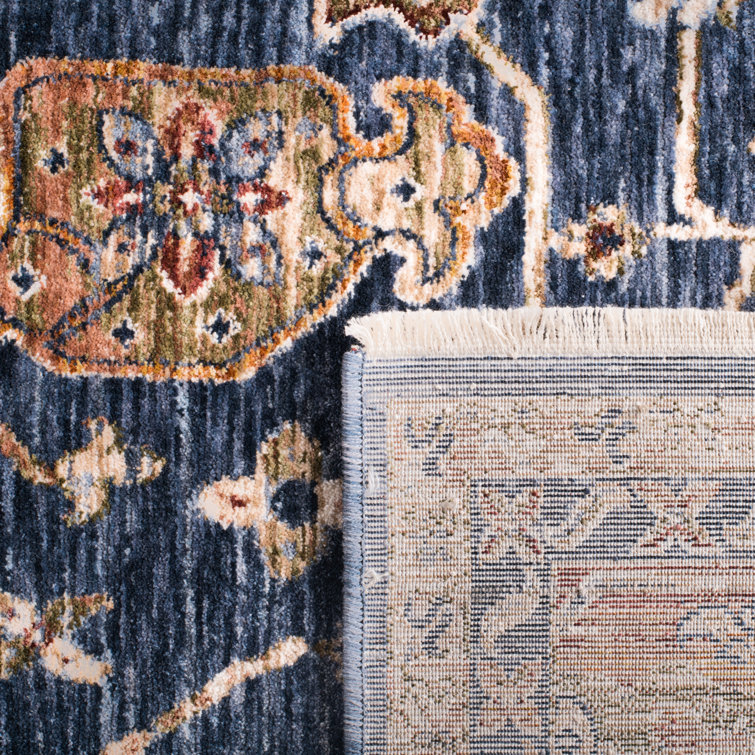 Bennet Square 6'7" Dark Blue and Red Synthetic Oriental Rug