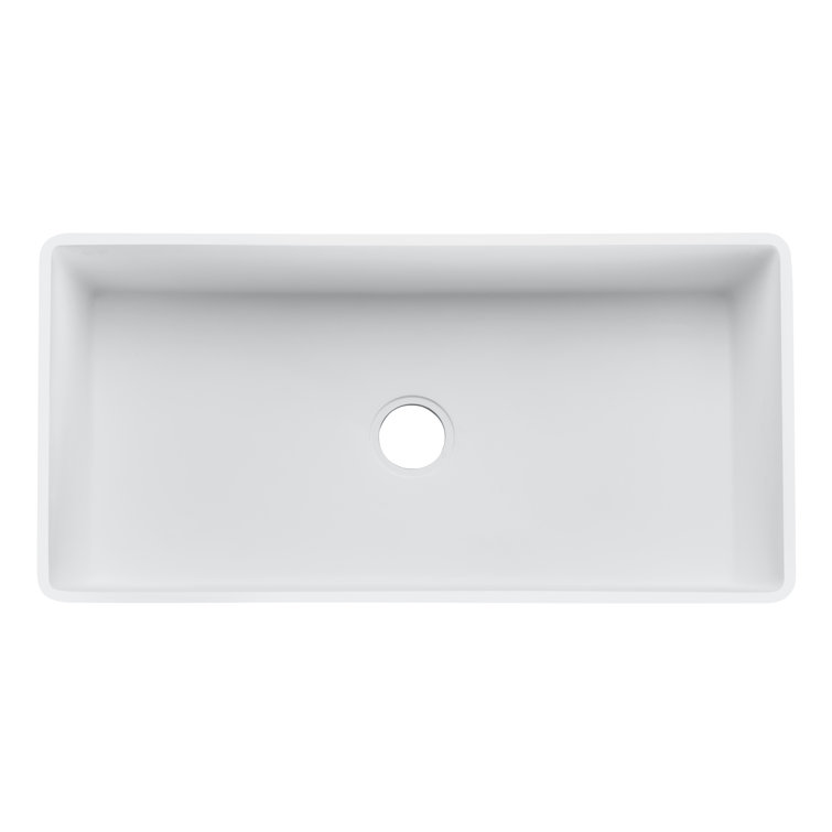White Stone Farmhouse Apron Front Single Bowl Kitchen Sink