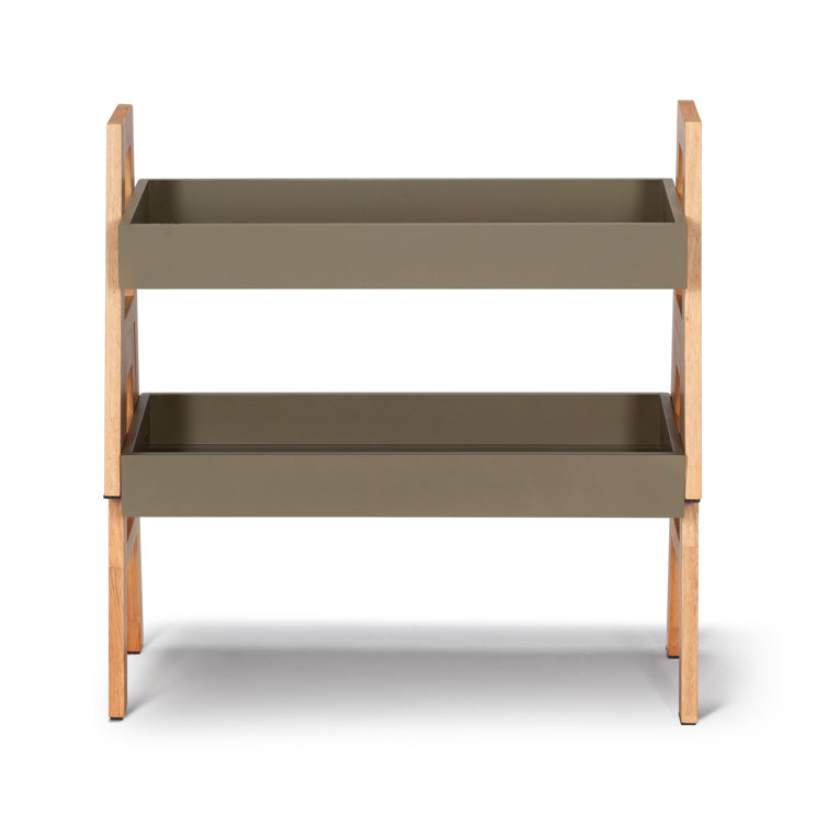 Olive Green Wood Stackable Etagere Bookcase