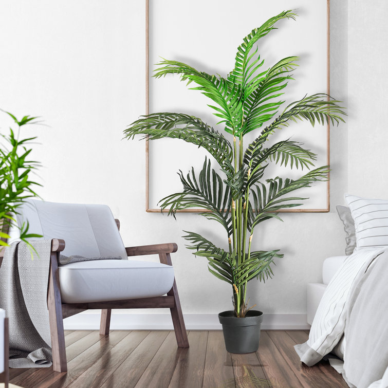 56'' Green Plastic Potted Artificial Palm Floor Plant