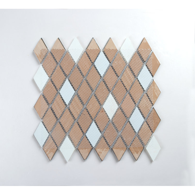 Twilight Diamond White and Gray Glass and Aluminum Mosaic Tile