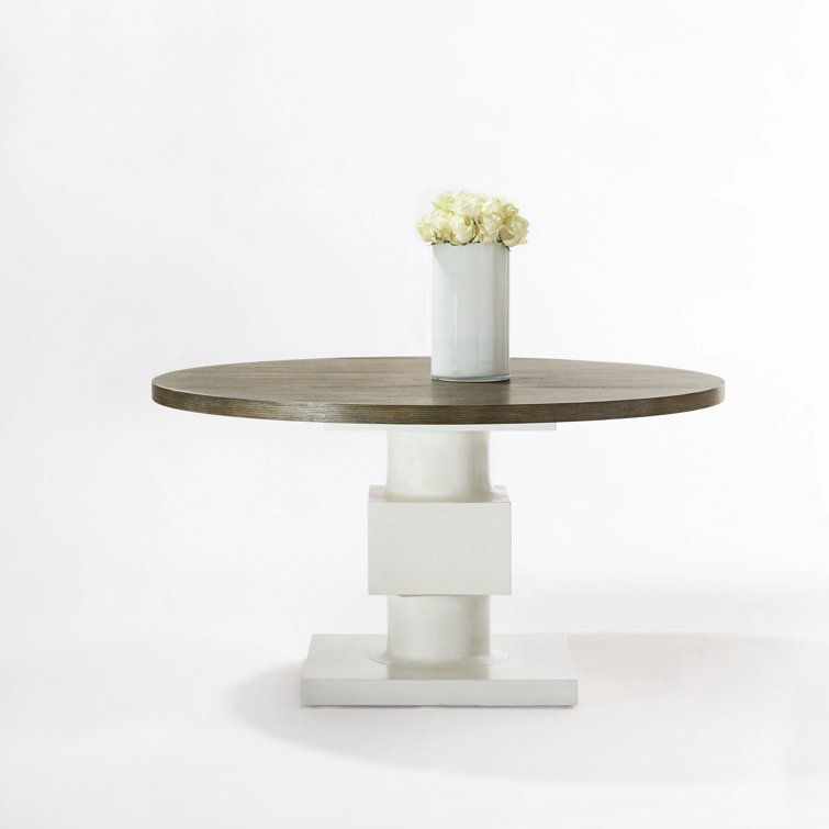 56'' Rustic Gray and White Round Dining Table