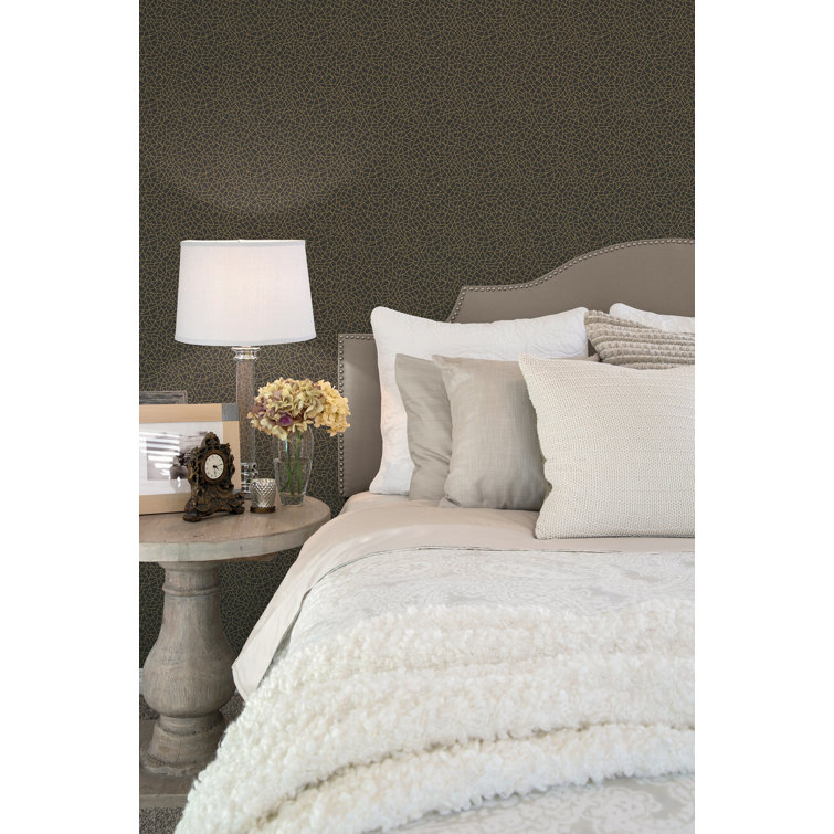 Black and Gold Vinyl Coated Geometric Wallpaper Roll