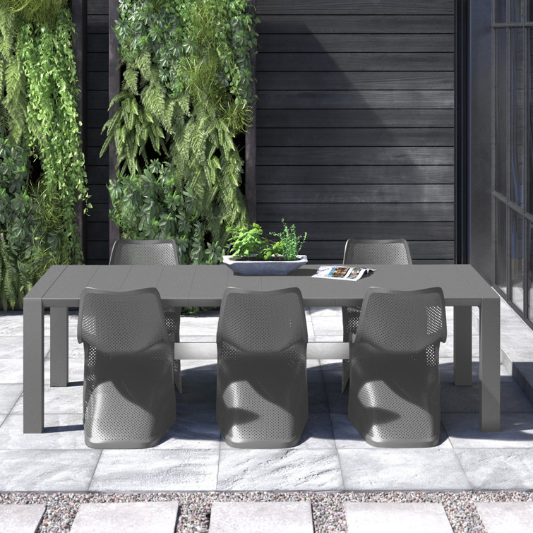 Siesta Bloom 118'' Dark Gray Extendable Outdoor Dining Set for 6