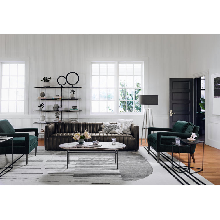 Emerald Worn Velvet Handcrafted Green Wood Armchair