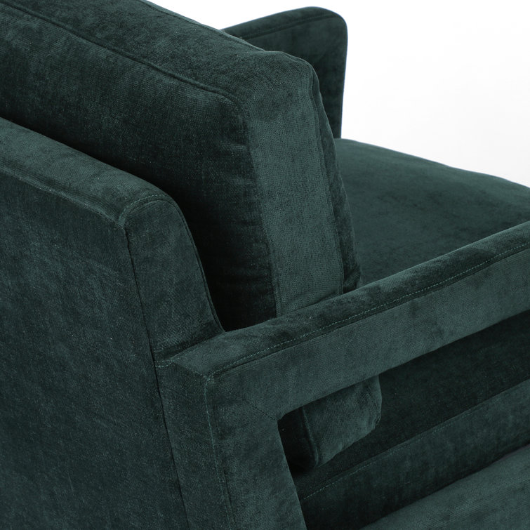 Emerald Worn Velvet Handcrafted Green Wood Armchair