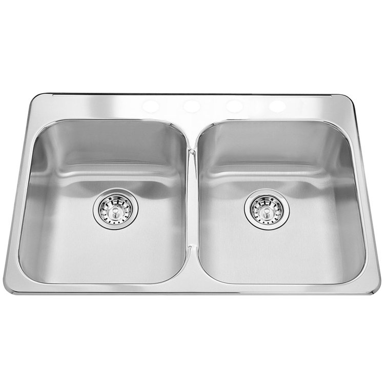 31.25'' Satin Finished Double Bowl Stainless Steel Kitchen Sink