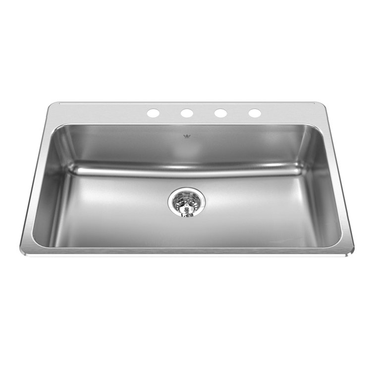 33.38'' Silver Stainless Steel Single Bowl Kitchen Sink