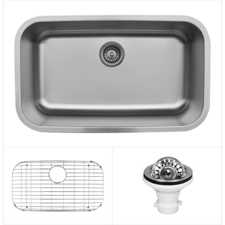 Stainless Steel Single Bowl Drop-In Kitchen Sink Kit
