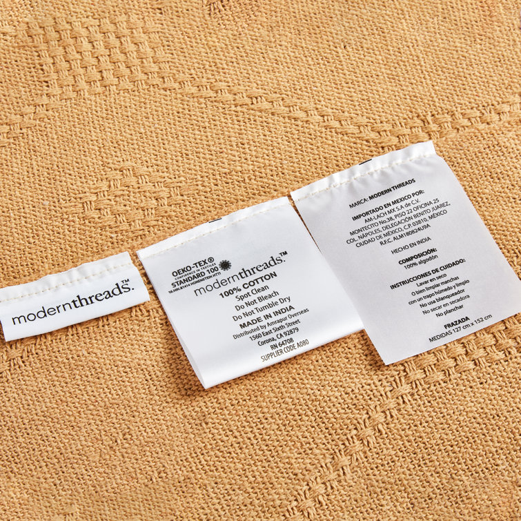 Cinnamon Cotton Reversible Throw Blanket, 50" x 60", 2-Pack