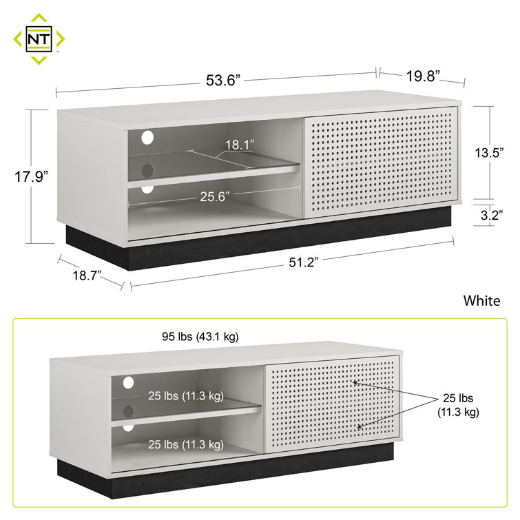Contemporary White Gamer TV Stand with LED & Wire Management