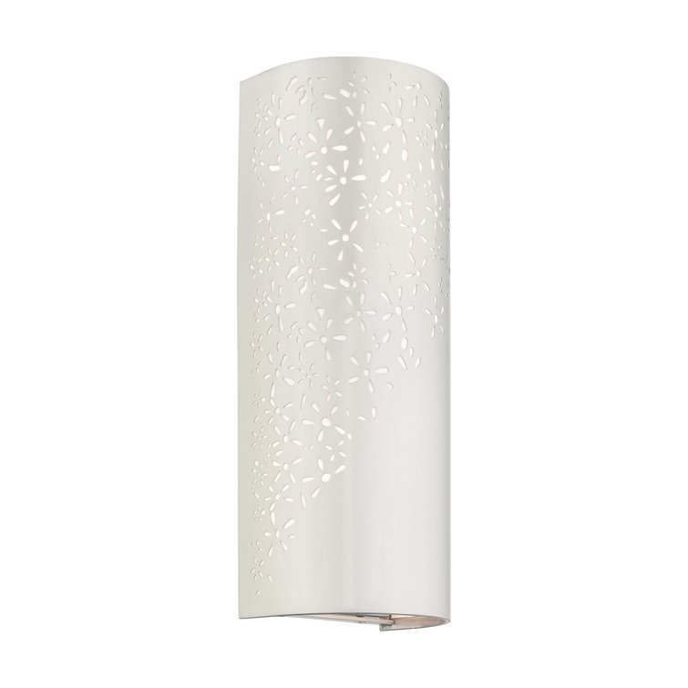Noria Brushed Nickel 2-Light ADA Compliant Sconce with Off-White Linen Shade