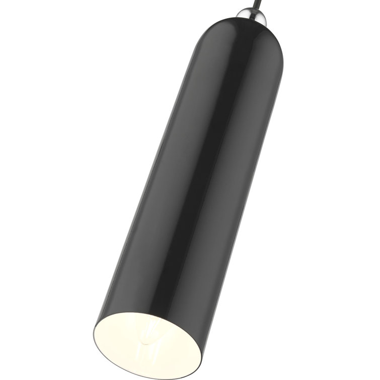 Shiny Black Metal Cylinder Pendant Light