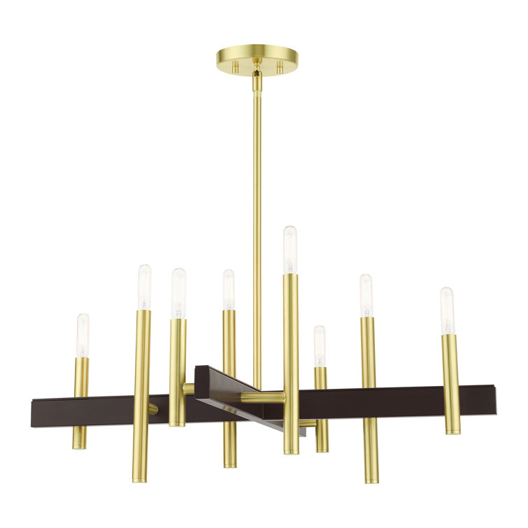 Denmark Satin Brass 8-Light Mid-Century Modern Chandelier