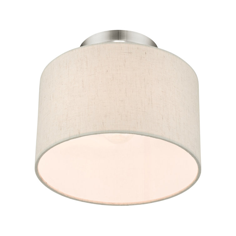 Brushed Nickel Drum Shade Semi Flush Mount Light