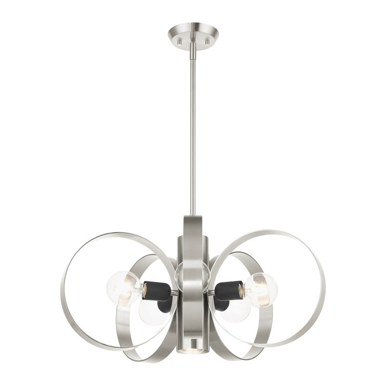 Modesto Mid-Century Modern 6-Light Chandelier in Brushed Nickel