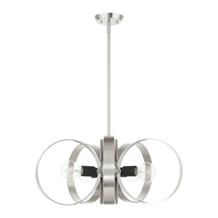 Modesto Mid-Century Modern 6-Light Chandelier in Brushed Nickel