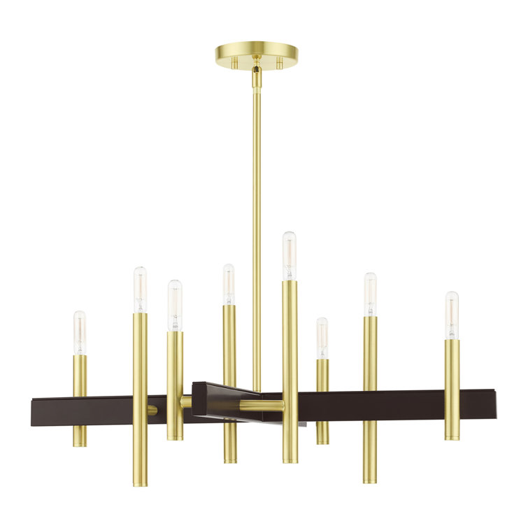 Denmark Satin Brass 8-Light Mid-Century Modern Chandelier