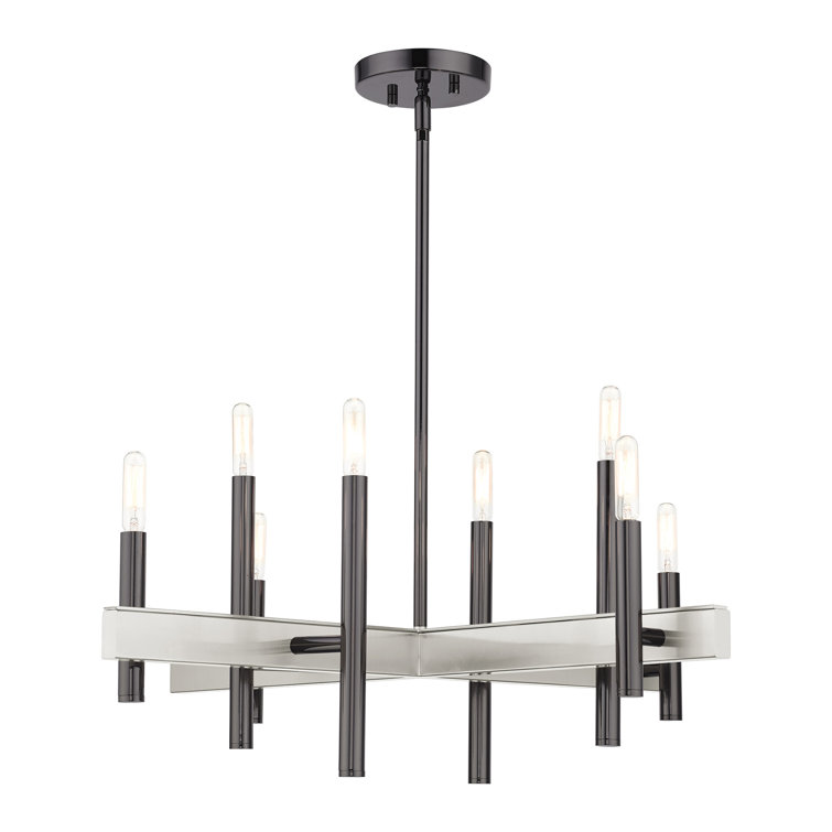Denmark 8-Light Black Chrome Candelabra Chandelier
