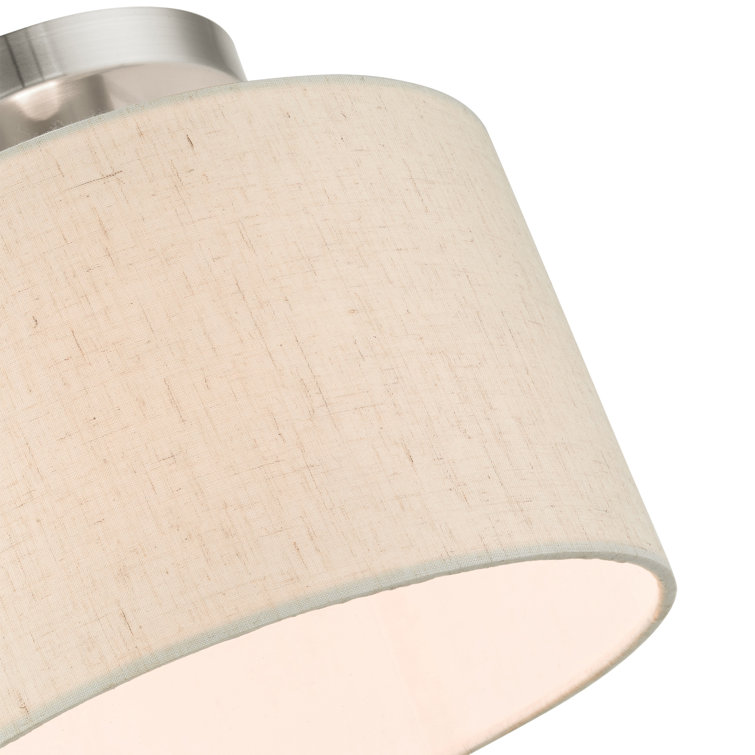 Brushed Nickel Drum Shade Semi Flush Mount Light