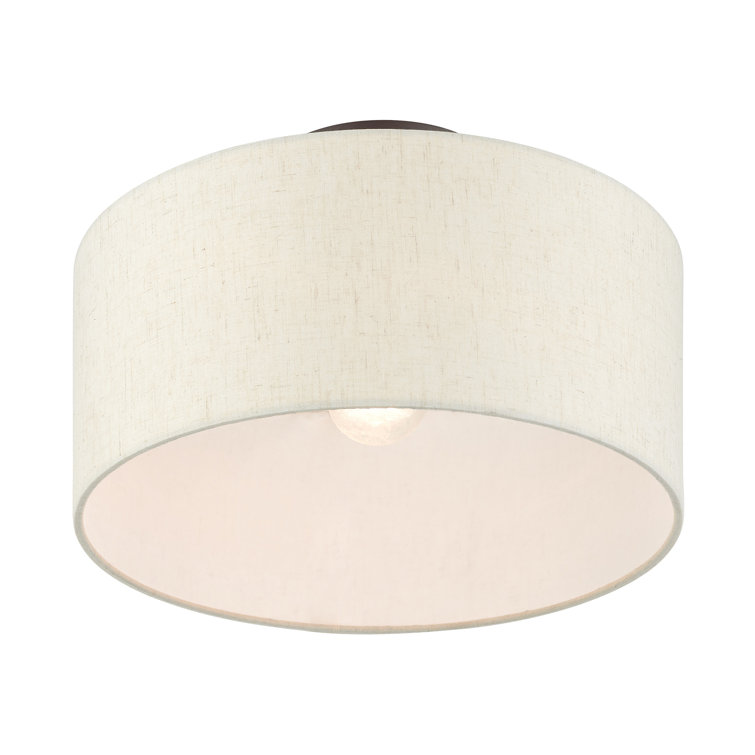 English Bronze Drum Shade Semi Flush Mount Light