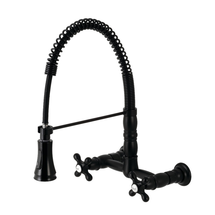Matte Black Dual-Handle Pull-Down Sprayer Kitchen Faucet