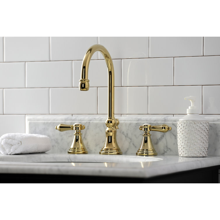 Polished Brass 11.5" Widespread Bathroom Faucet with Drain Assembly