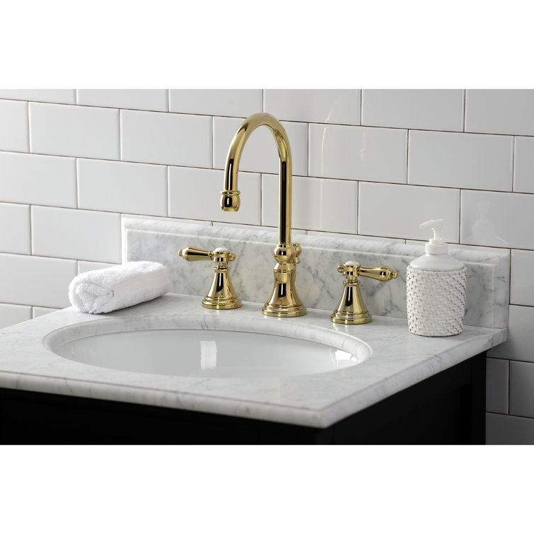 Polished Brass 11.5" Widespread Bathroom Faucet with Drain Assembly