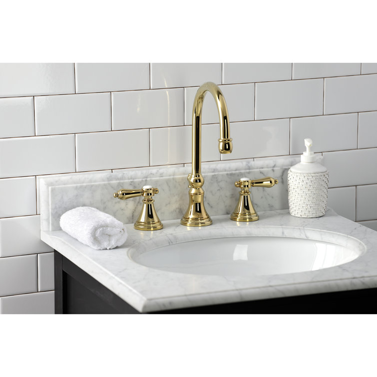 Polished Brass 11.5" Widespread Bathroom Faucet with Drain Assembly