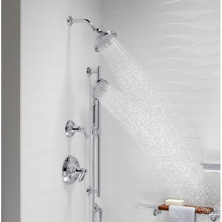 Polished Chrome Multifunction Wall Mounted Showerhead