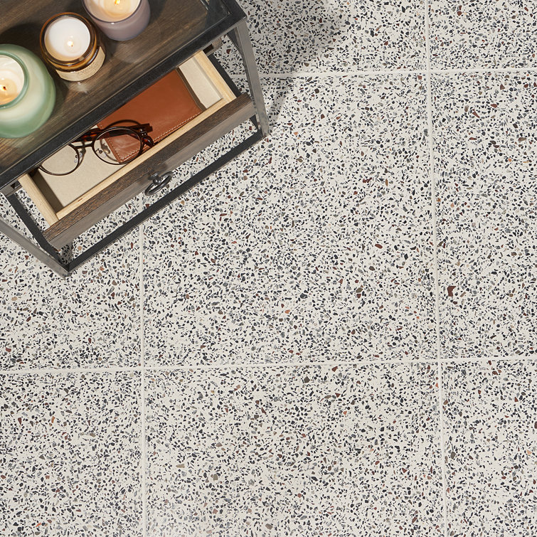 Tarboro 16" Beige Polished Terrazzo Floor and Wall Tile