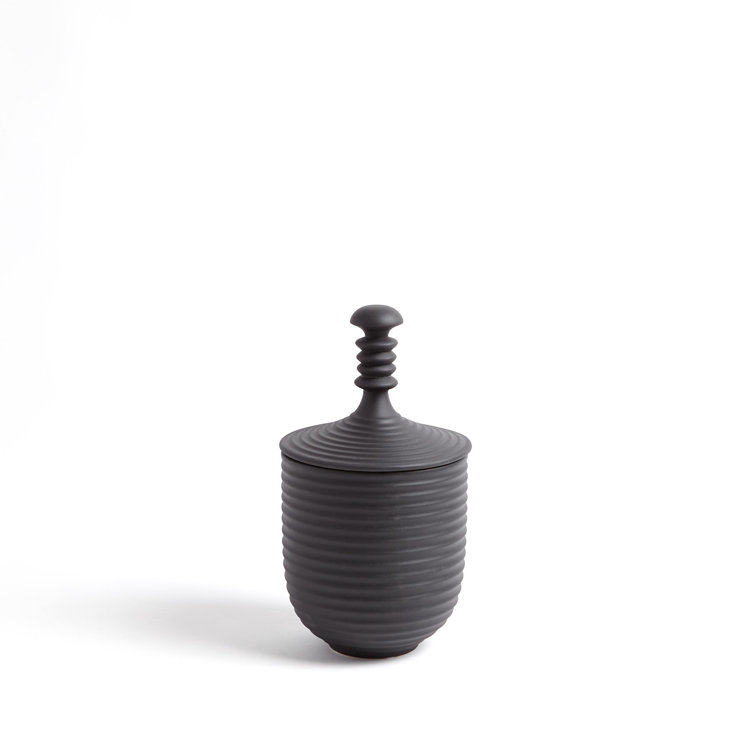 Orion Matte Black Textured Decorative Jar