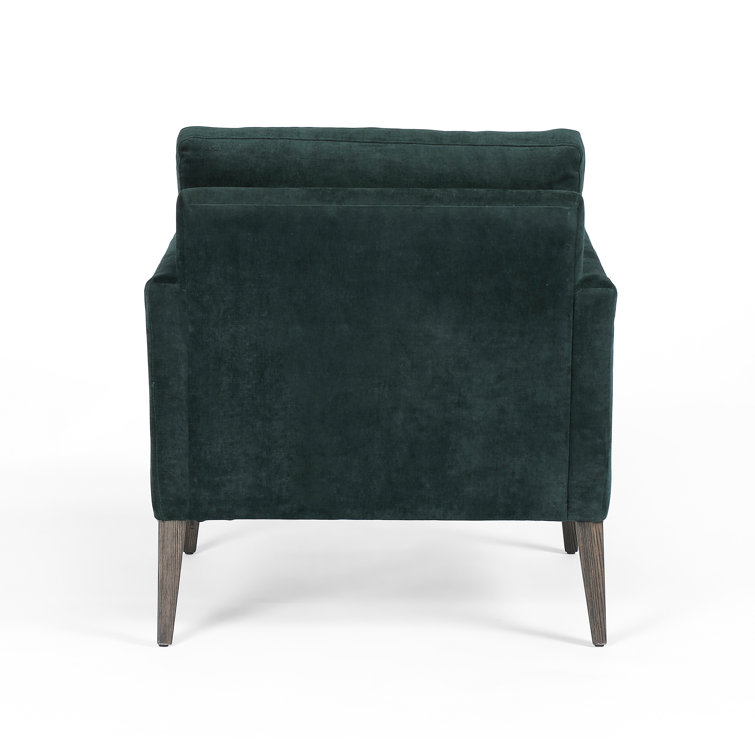 Emerald Worn Velvet Handcrafted Green Wood Armchair