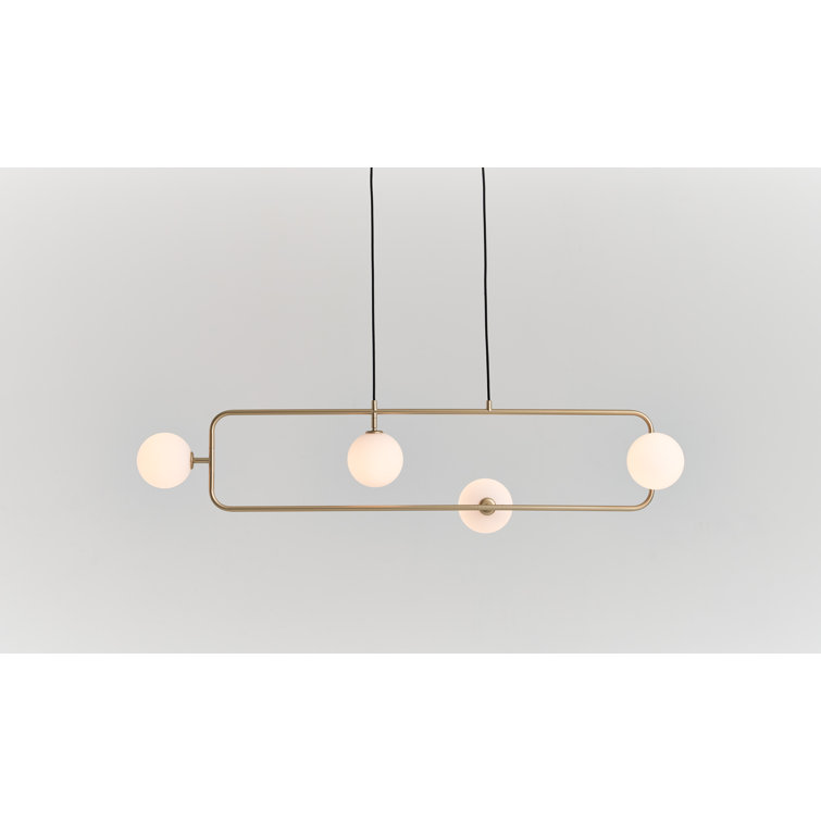 Amaia Champagne Gold Glass 4-Light Pendant with Opal Accents
