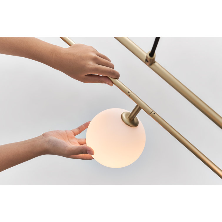 Amaia Champagne Gold Glass 4-Light Pendant with Opal Accents