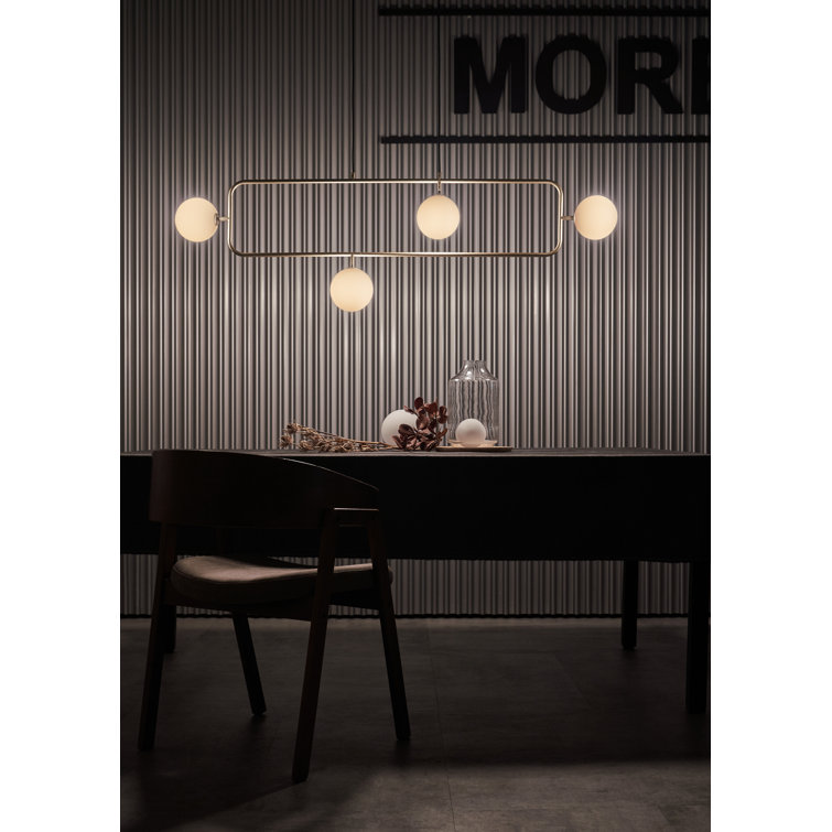 Amaia Opal Glass & Copper 4-Light Black Pendant