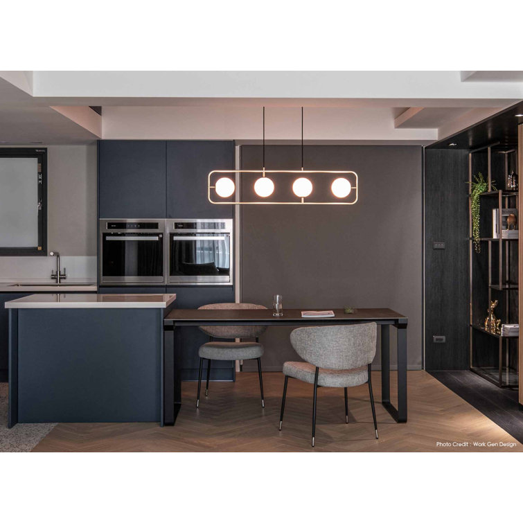 Amaia Opal Glass & Copper 4-Light Black Pendant