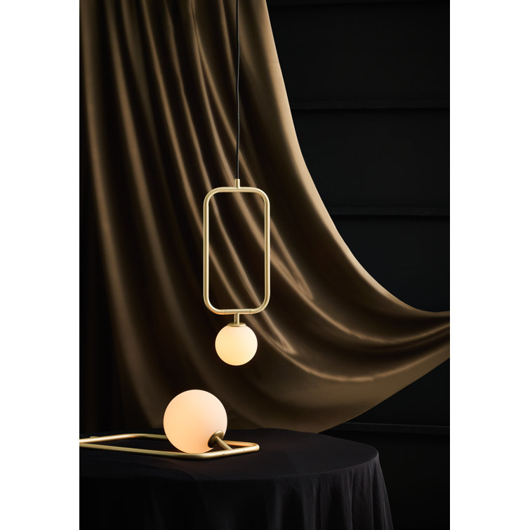 Champagne Gold Glass Globe Pendant Light, 11.8" H