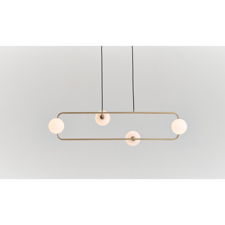 Amaia Champagne Gold Glass 4-Light Pendant with Opal Accents