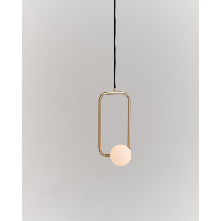 Champagne Gold Glass Globe Pendant Light, 11.8" H