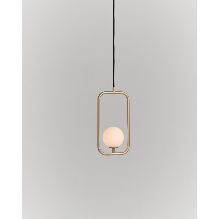 Champagne Gold Glass Globe Pendant Light, 11.8" H