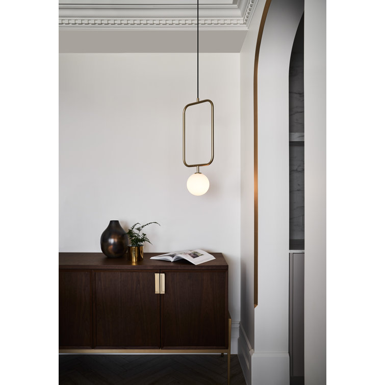Champagne Gold Glass Globe Pendant Light, 11.8" H