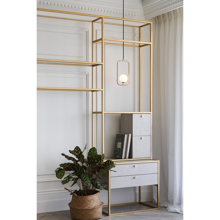 Champagne Gold Glass Globe Pendant Light, 11.8" H