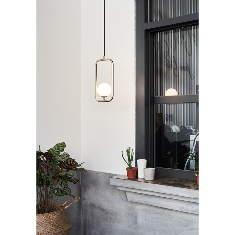 Champagne Gold Glass Globe Pendant Light, 11.8" H