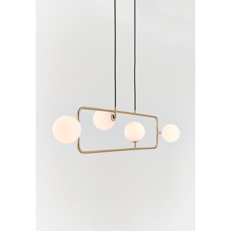 Amaia Champagne Gold Glass 4-Light Pendant with Opal Accents