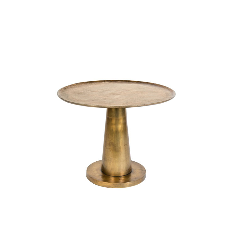 Moroccan Inspired Brass Round Pedestal End Table