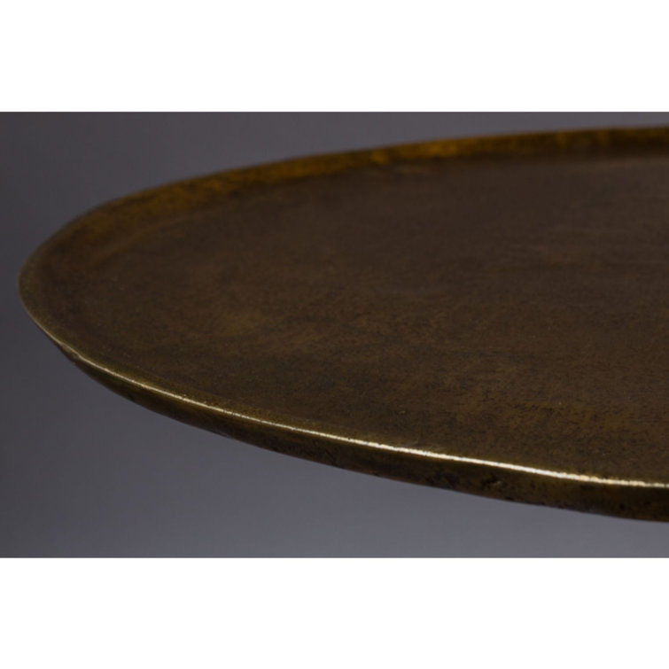 Moroccan Inspired Brass Round Pedestal End Table