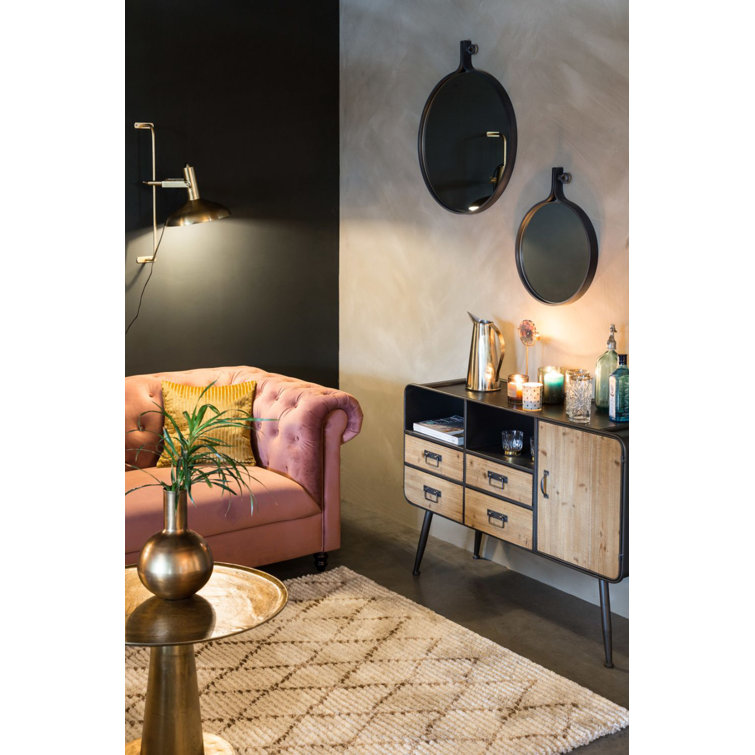 Moroccan Inspired Brass Round Pedestal End Table