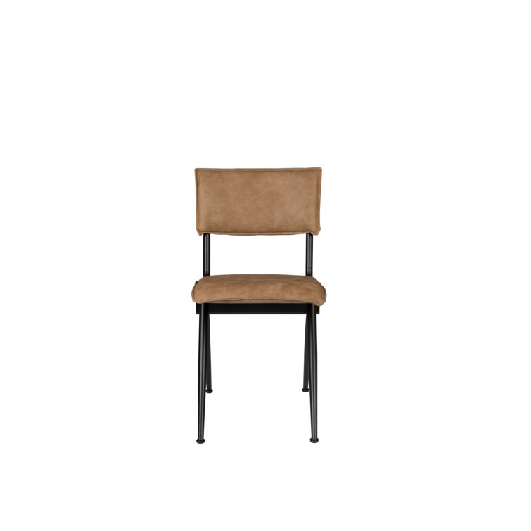 Brown PU Leather Upholstered Side Chair with Metal Legs