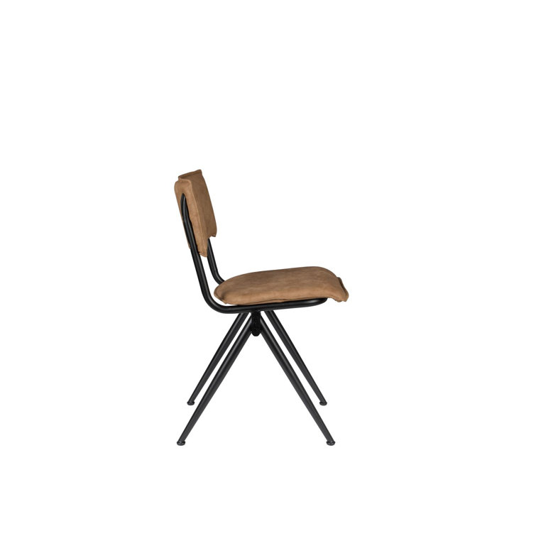 Brown PU Leather Upholstered Side Chair with Metal Legs